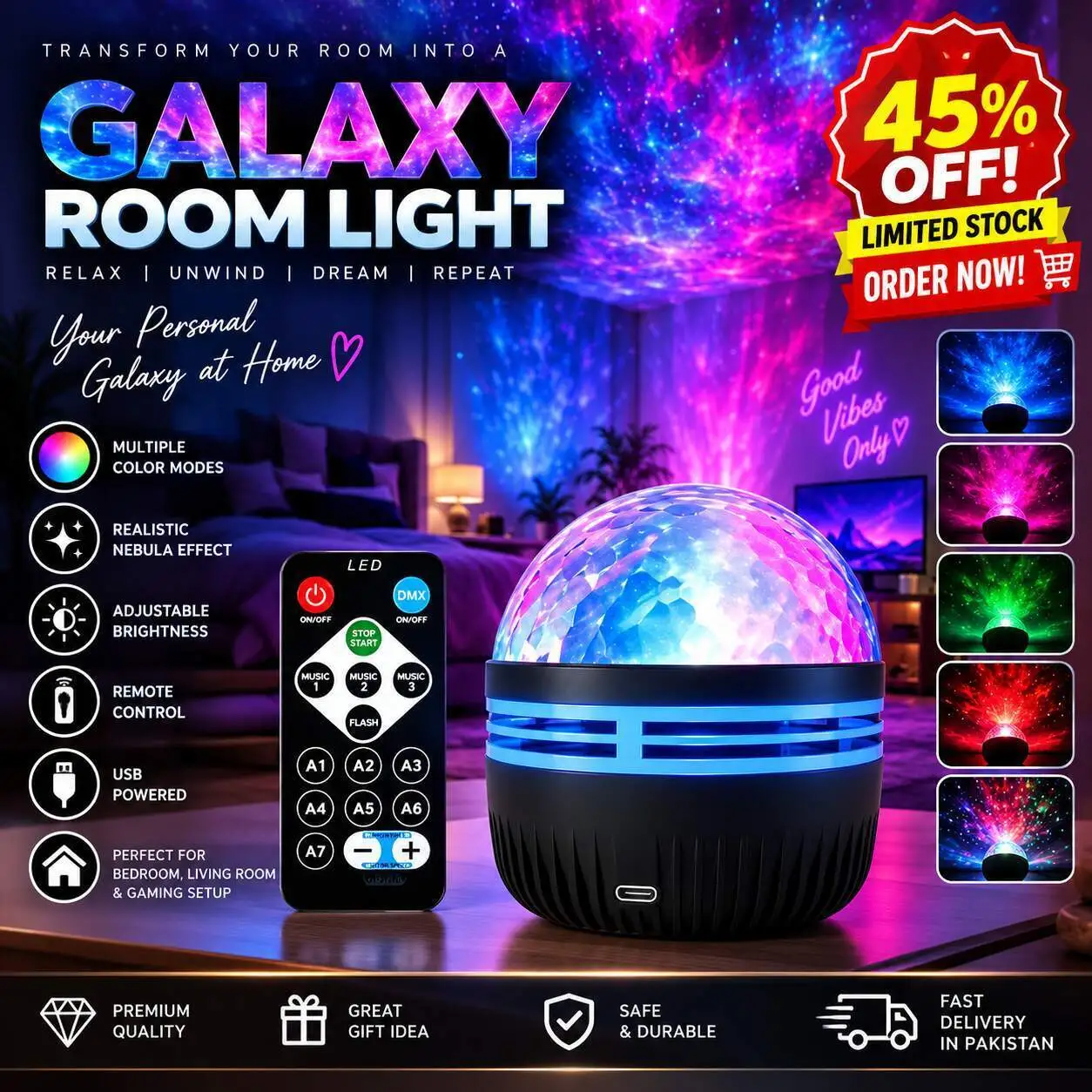Galaxo™ Star Light Projector Best for Gifts & Decor