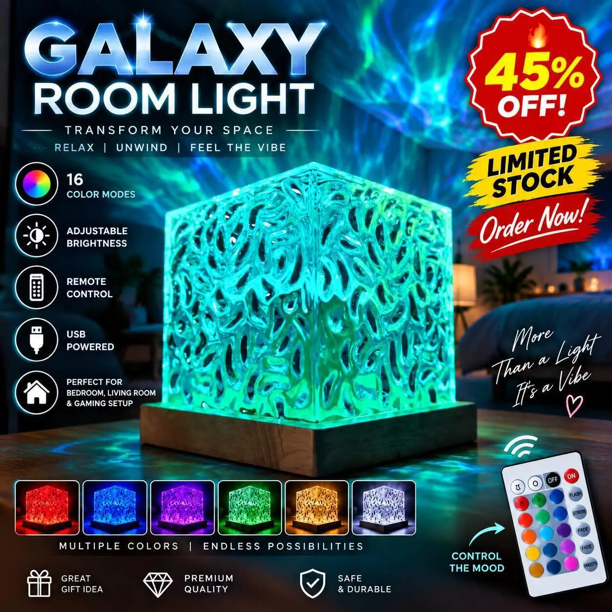 Galaxo™ Water Ripple Wave Projector (16 Colors) Best for Gifts and Decor